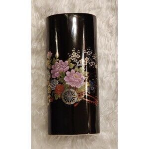 Beautiful Japanese Kutani Black Oval Vase